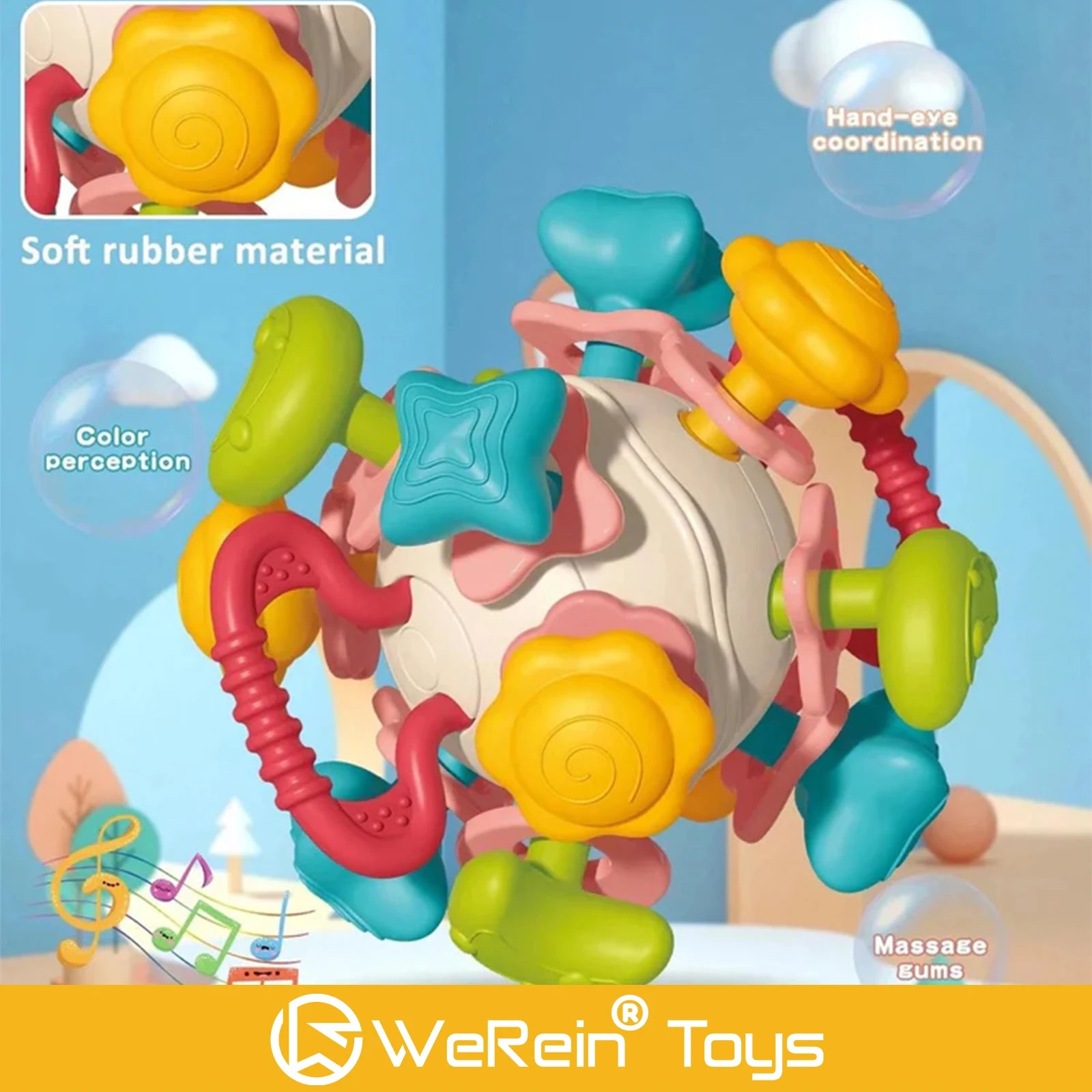 Planet Theme Manhattan Ball – Baby Teething & Grabbing Sensory Toy - I YAN
