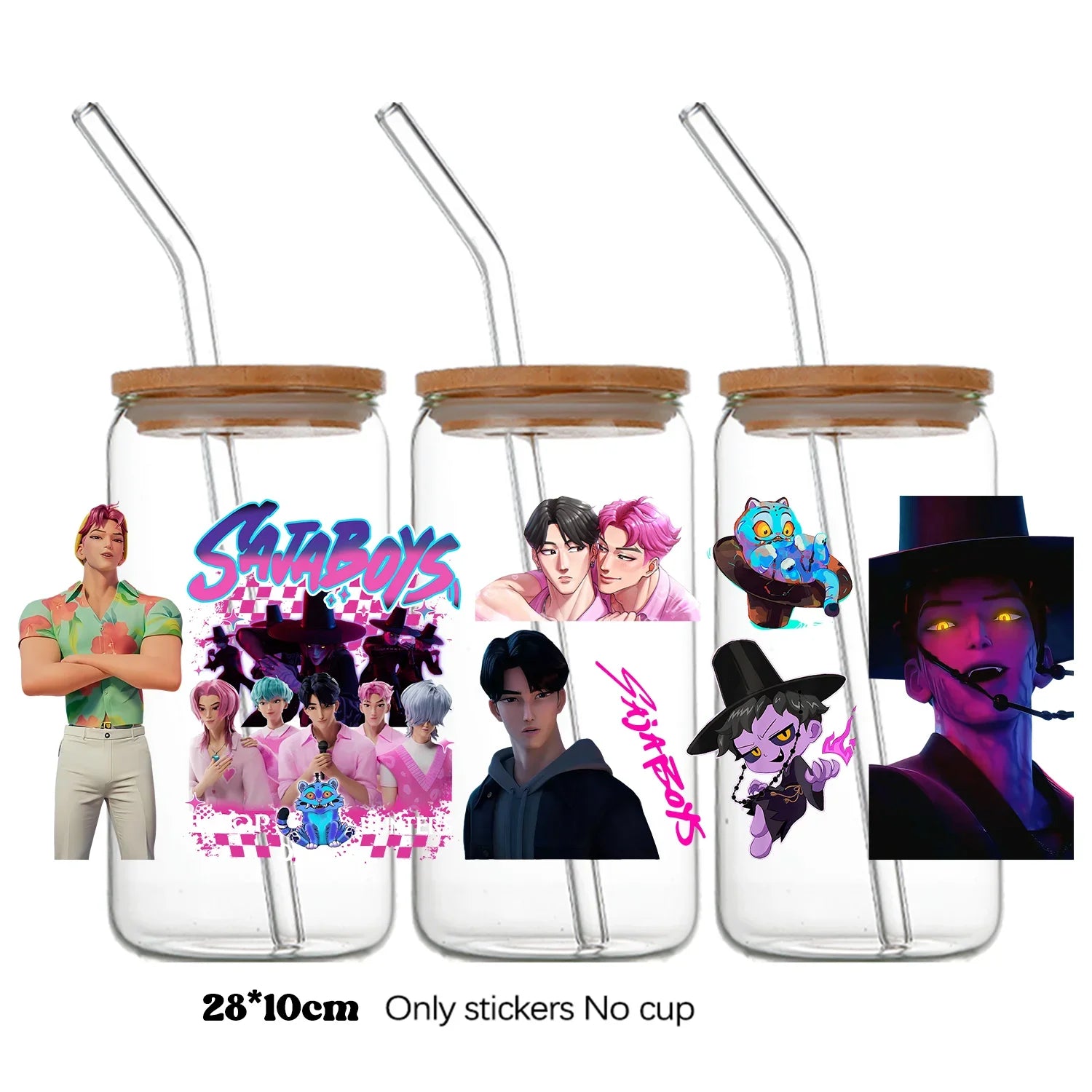 Demon Hunters UV DTF crystal sticker by I YAN, 10x28cm bottle and cup wrap decal with demon hunter design.