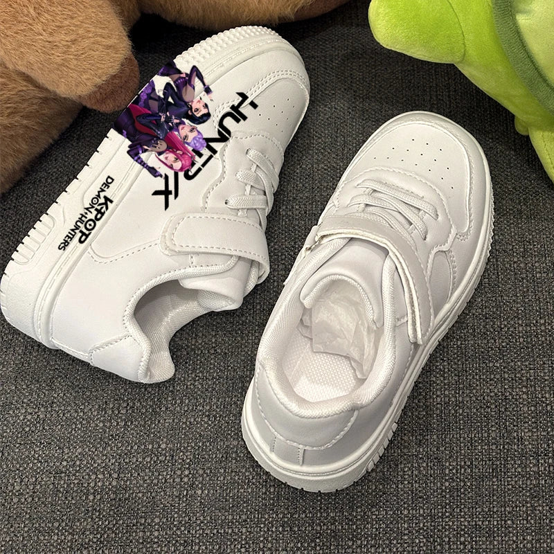 Kids KPOP Casual Shoes 2026 Children's New Fashion Hunters Printed Sport Shoes Girls White Anti-slip Outdoor Breathable Sneakers