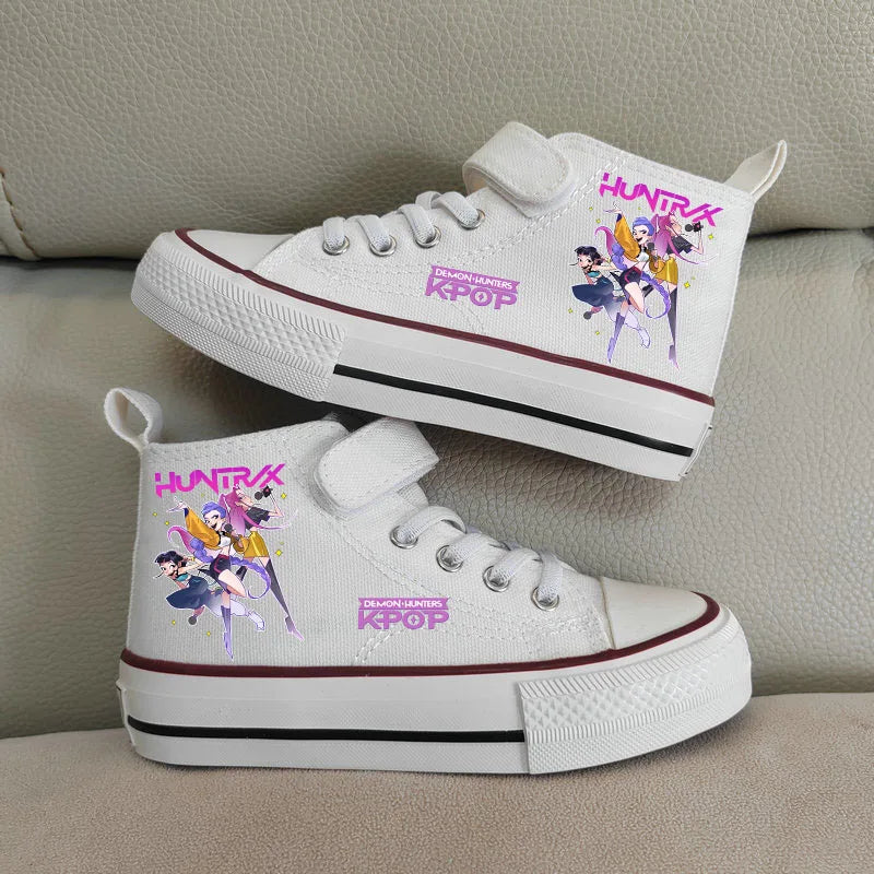 Children Casual Sneakers Girls' High-Top Canvas Shoes KPop Demon Hunters New Student Running Kids basket Shoes Rumi Tennis Shoes