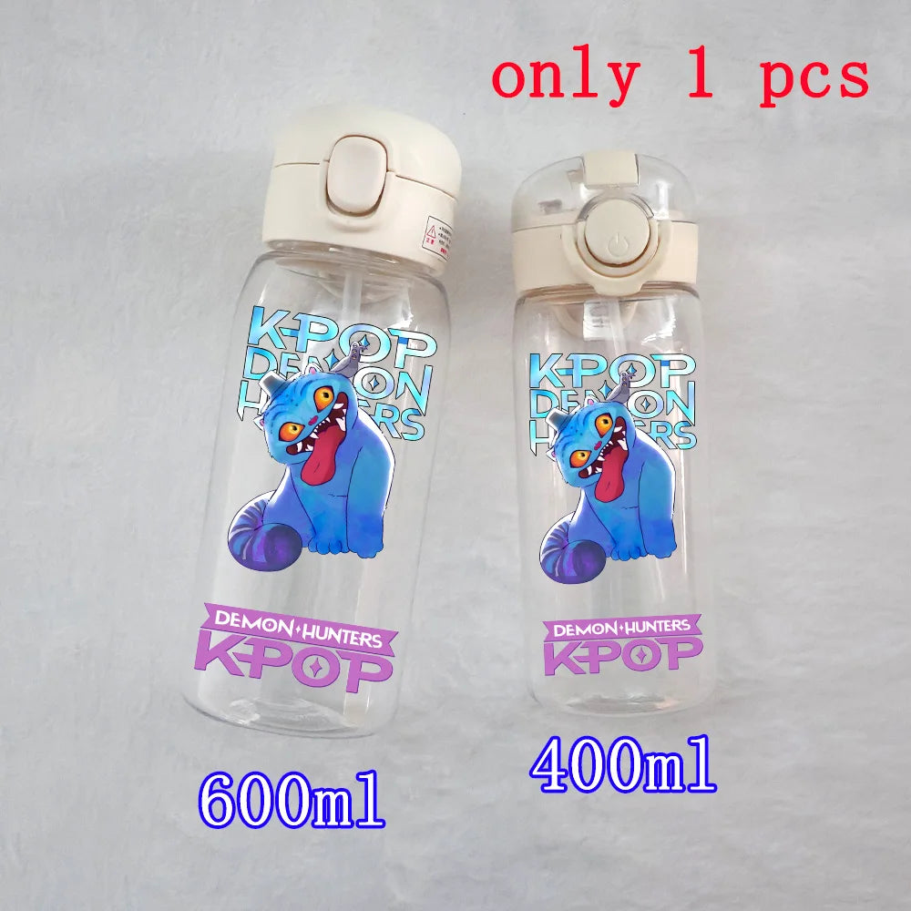 400ML-600ML Animated Movie K-Pop: Demon Hunters HUNTR/X Plastic Large Capacity Water Cup Bottle Gourde Drinking Bottle Gifts