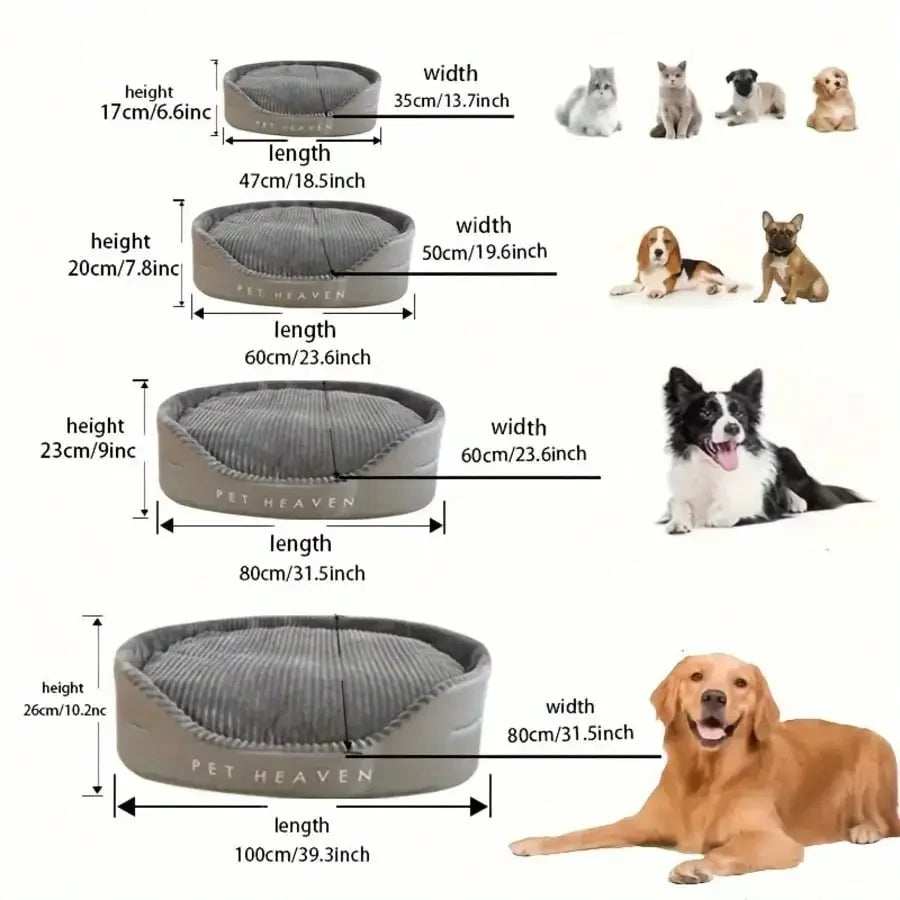All-season plush pet bed by I YAN with soft, machine-washable fabric and warm mat, suitable for dogs and cats.