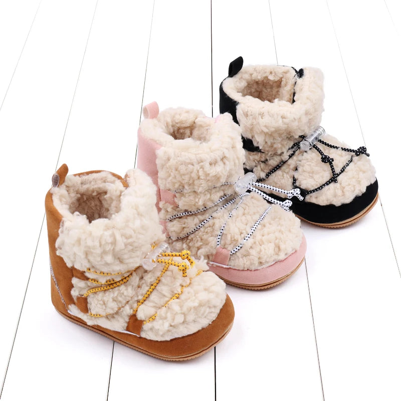 Winter Cute Baby Girls Boys Snow Booties Fashion Design High Quality Non-slip Casual Shoes Coral Velvet Prewalker Shoes BMB3119