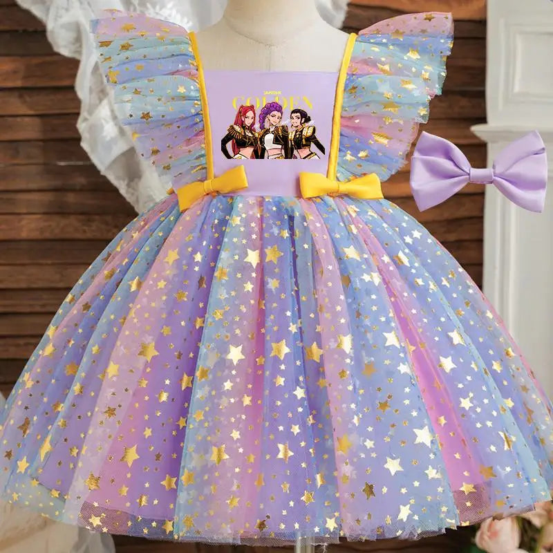 K-Pop Hunters Zoey Mira Rumi Baby Prinsess Dress Girls Birthday Party Dresses Kids Children Sleeveless Tulle Tutu Clothings 1-5Y