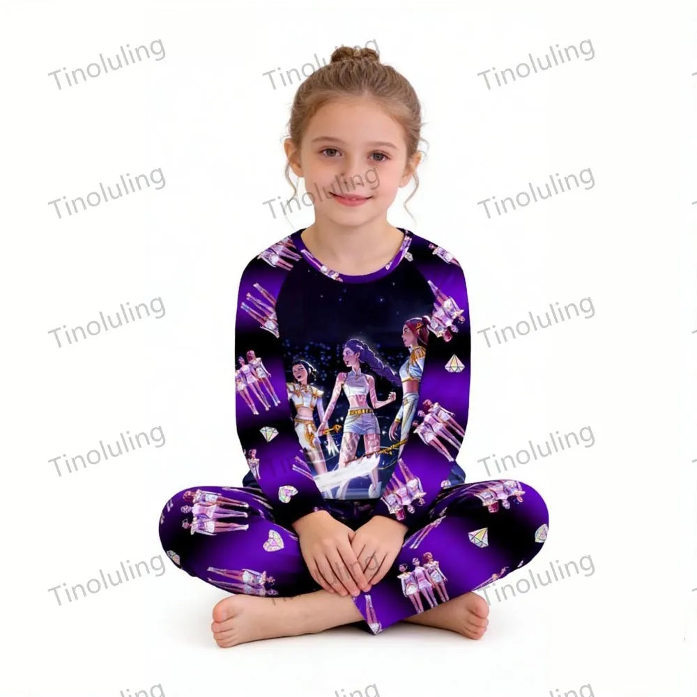 KPop Girls Pyjamas Suit Kids Pajamas Set Long Sleeve Girls Clothing 2pcs Children's Sleepwear Cartoon Boys Nightwear 3-14Y