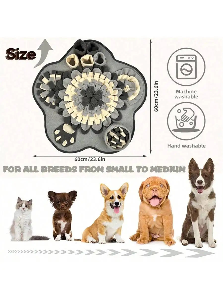 PETSIN Flower-Shaped Pet Sniffing Mat Slow Feeding Training Pad For Small And Medium Dogs, Interactive Nose Work Mat
