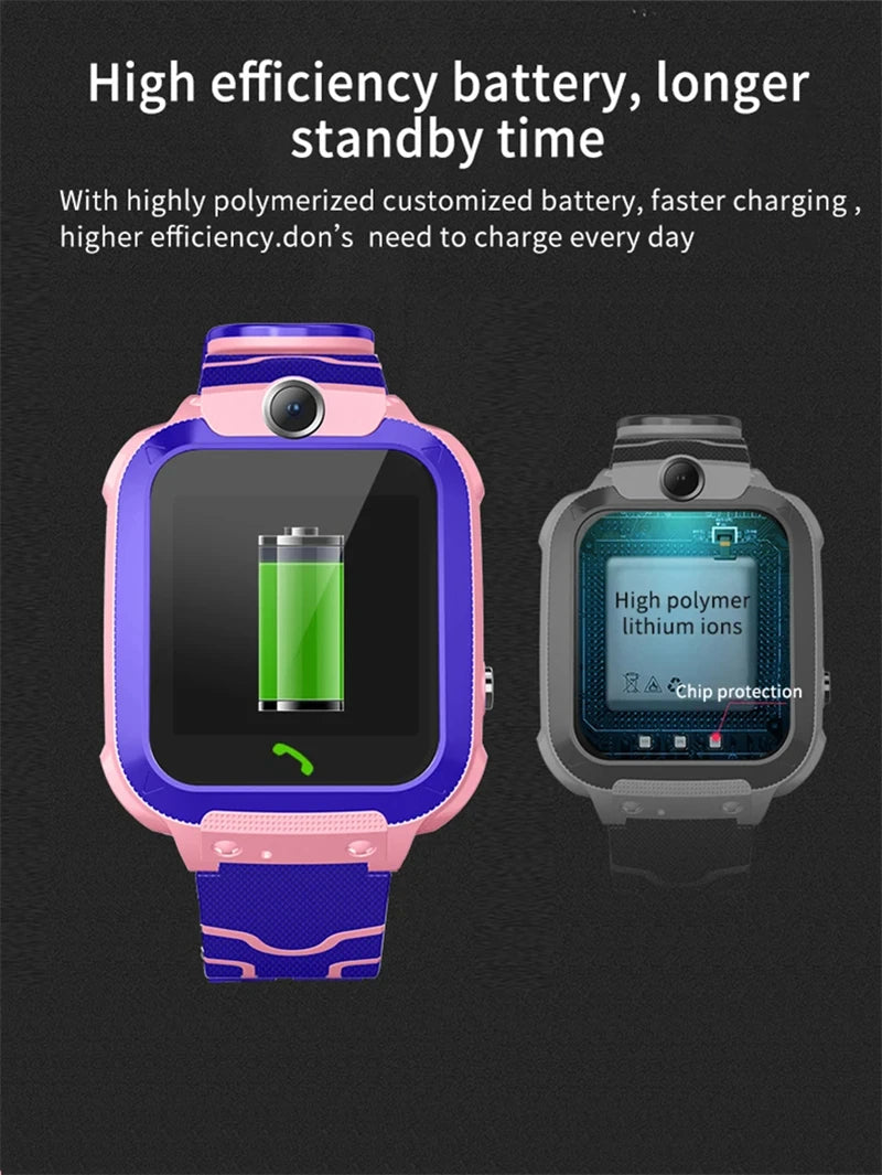 Lenovo GPS Kids Smart Watch SIM Card Call SOS – Camera Waterproof Watch for Boys & Girls Gift - I YAN