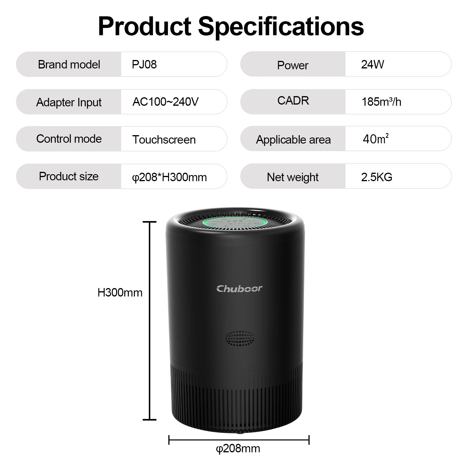 Chuboor Smart Air Purifier for Bedroom Home, App/Alexa Control,PM2.5 Monitor HEPA Air Purifier for Bedroom Living Room for Pets