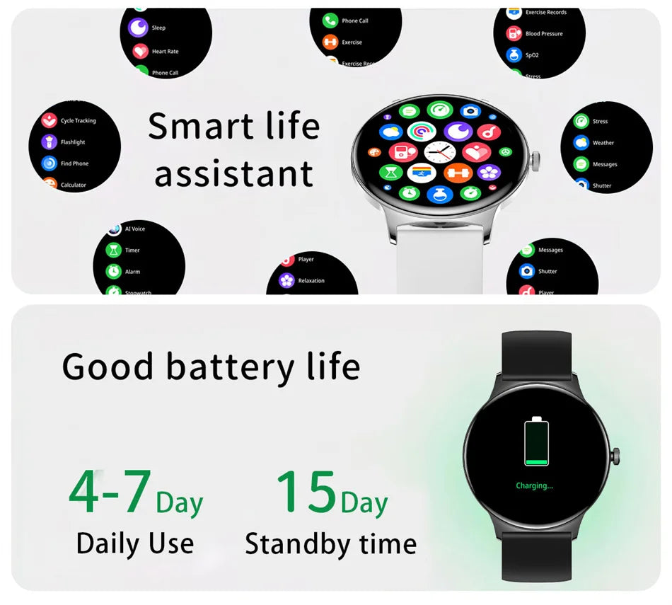 2026 New Ultra Slim AMOLED Smart Watch Women Screen Always Display Time Heart Rate BT Calling High-end Fashion Smartwatch
