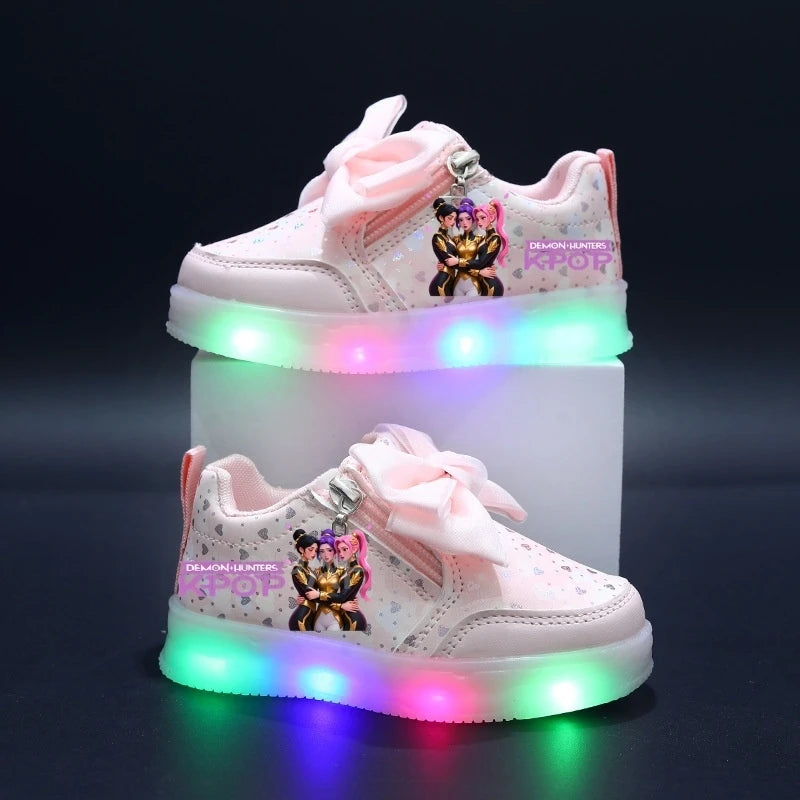 Hot Kpop Demon Hunter Children Led Shoes Boys Girls Lighted Sneakers Glowing Shoes Kid Sneakers With Luminous Sole Running Shoes