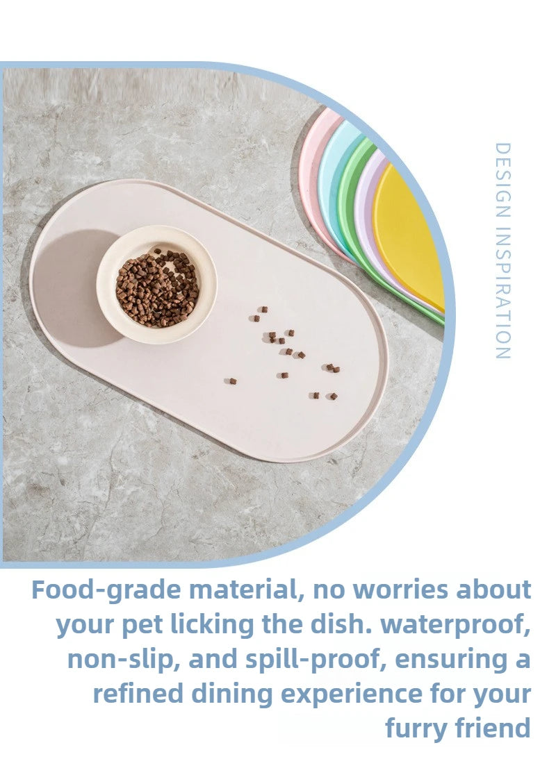 Cat Feeding Mat with Non-Slip Waterproof Design, Pet Food Mat, Compatible with Cat/Dog Bowls, Multipet Households, Dog Owners