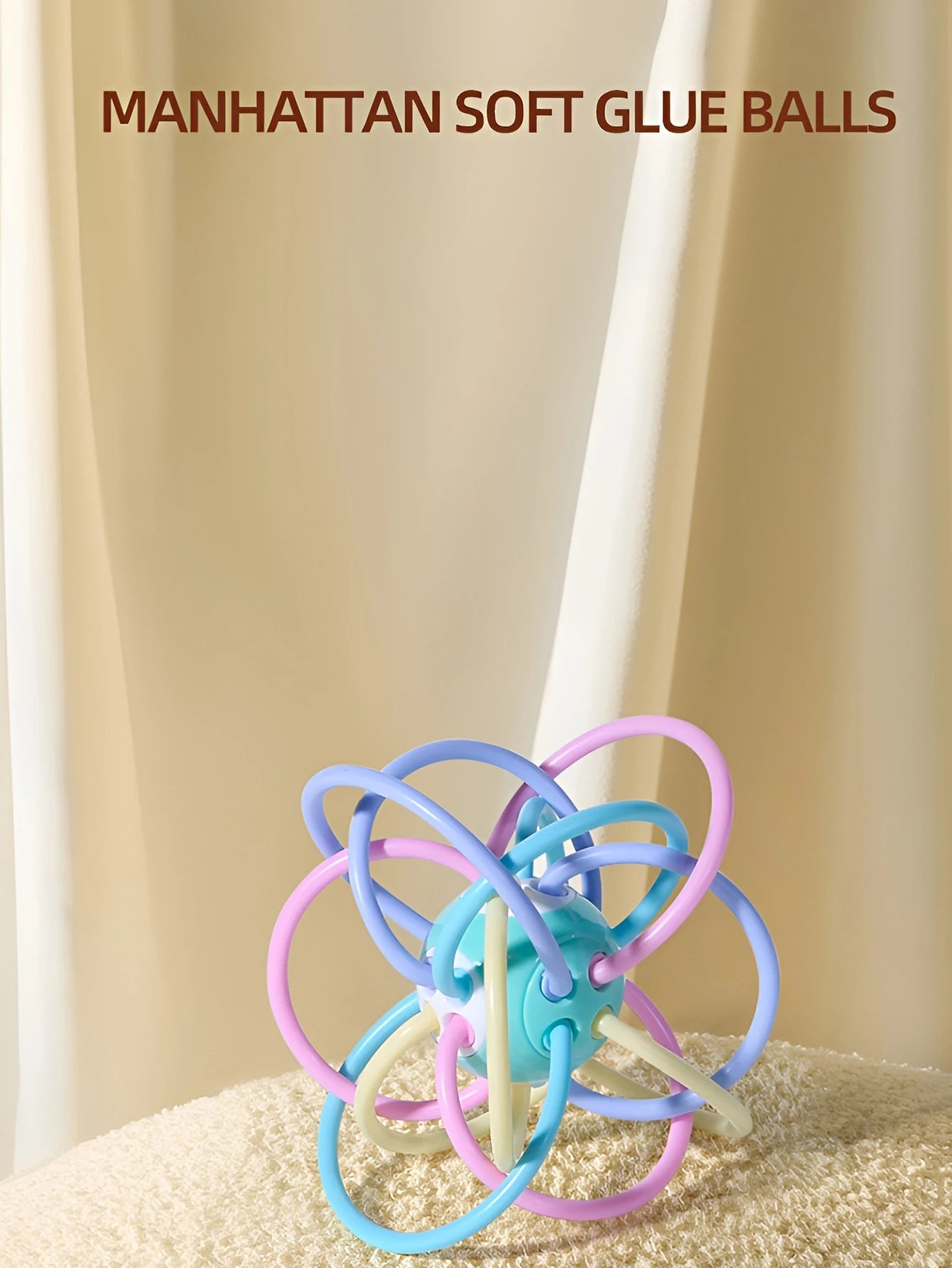 Manhattan Square Teether Ball – Baby Grip & Chew Sensory Toy - I YAN