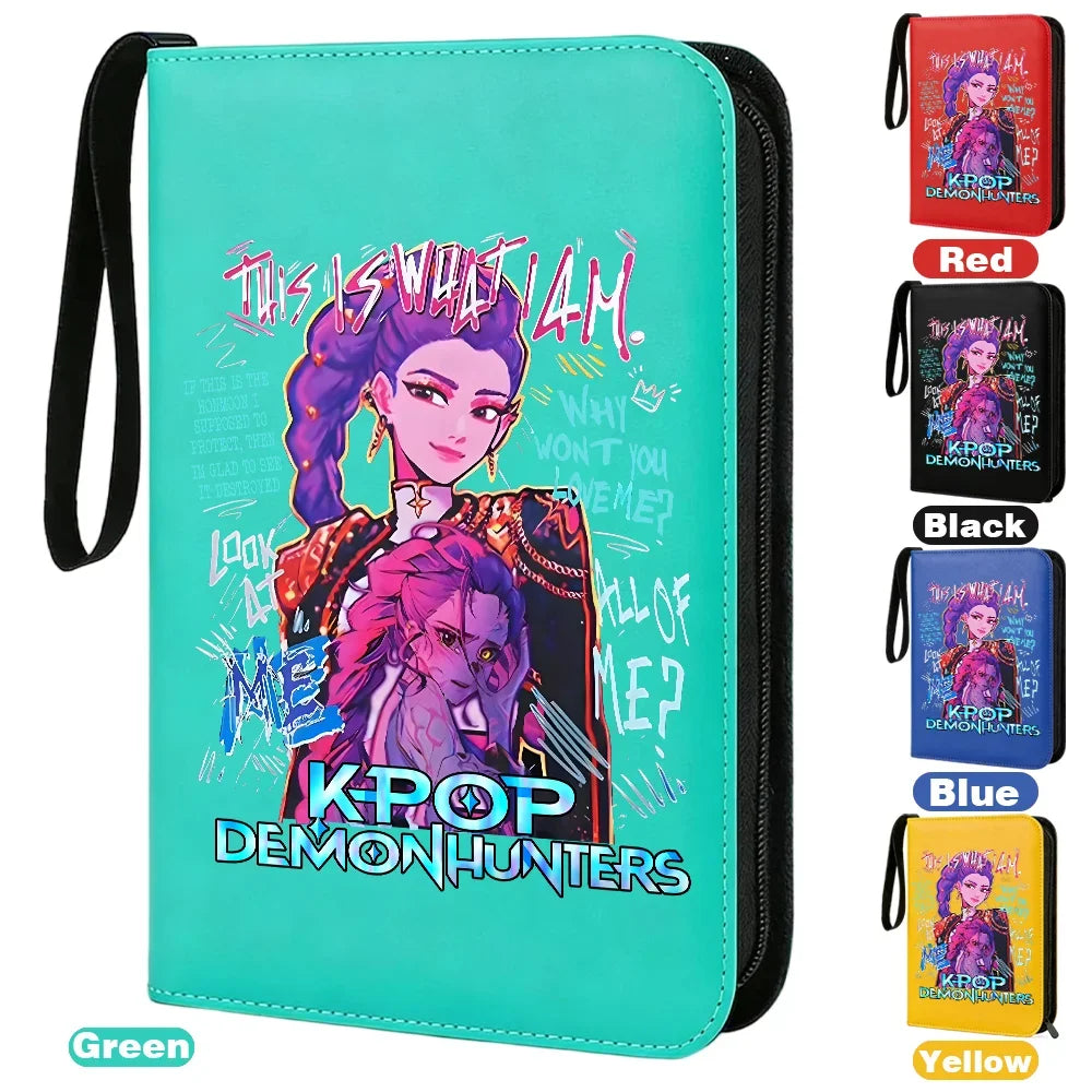 I YAN Demon Hunters card album binder with 400 pockets, PU zipper holder for storing trading cards or collectibles.