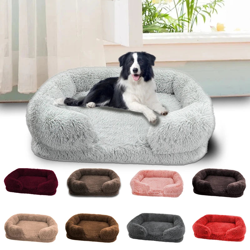 I YAN thickened orthopedic dog bed for large dogs with egg sponge filling, plush removable cover, durable pet furniture.