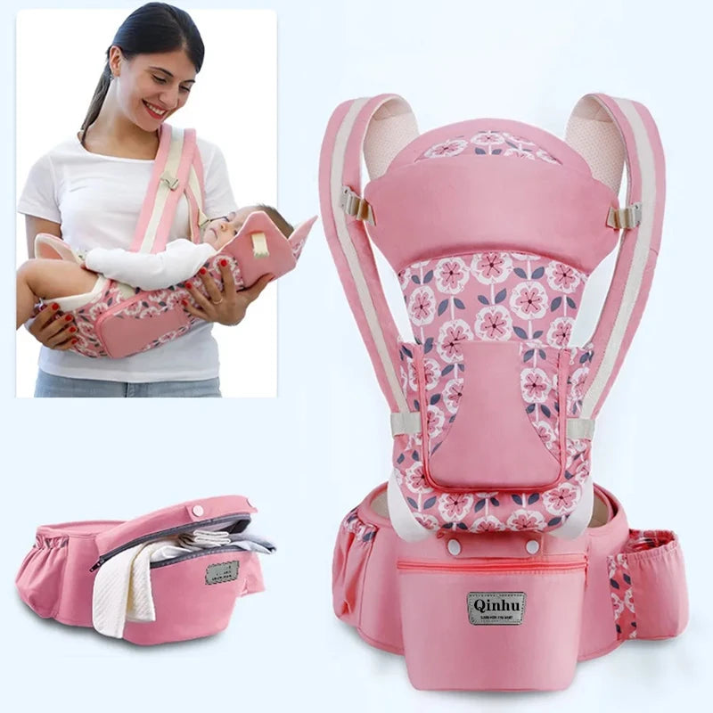 Newborn Ergonomic Baby Carrier Backpack with Hip Seat – Front Facing Kangaroo Wrap for Travel - I YAN