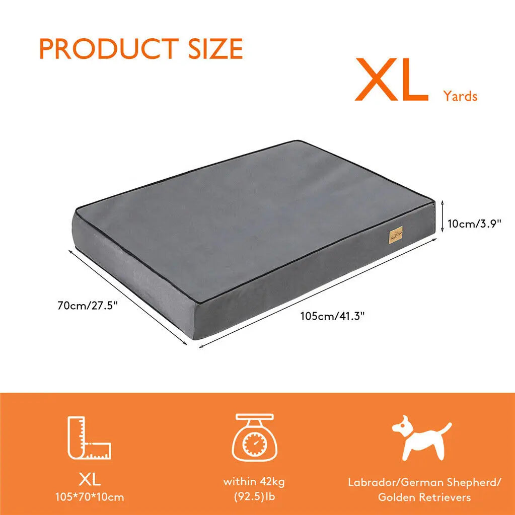 I YAN jumbo dog bed with orthopedic memory foam base, washable waterproof cover, and plush cushion for large pets.