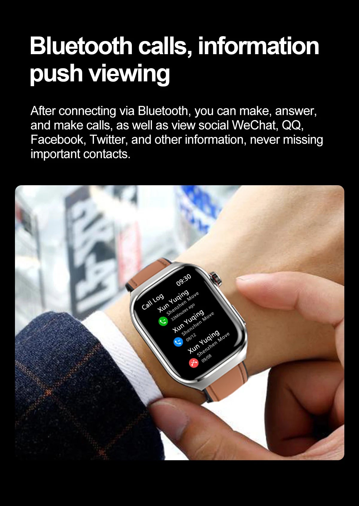 I YAN Micro Physical Examination Smart Watch for Men showing digital display, health tracking features, and Bluetooth call function.