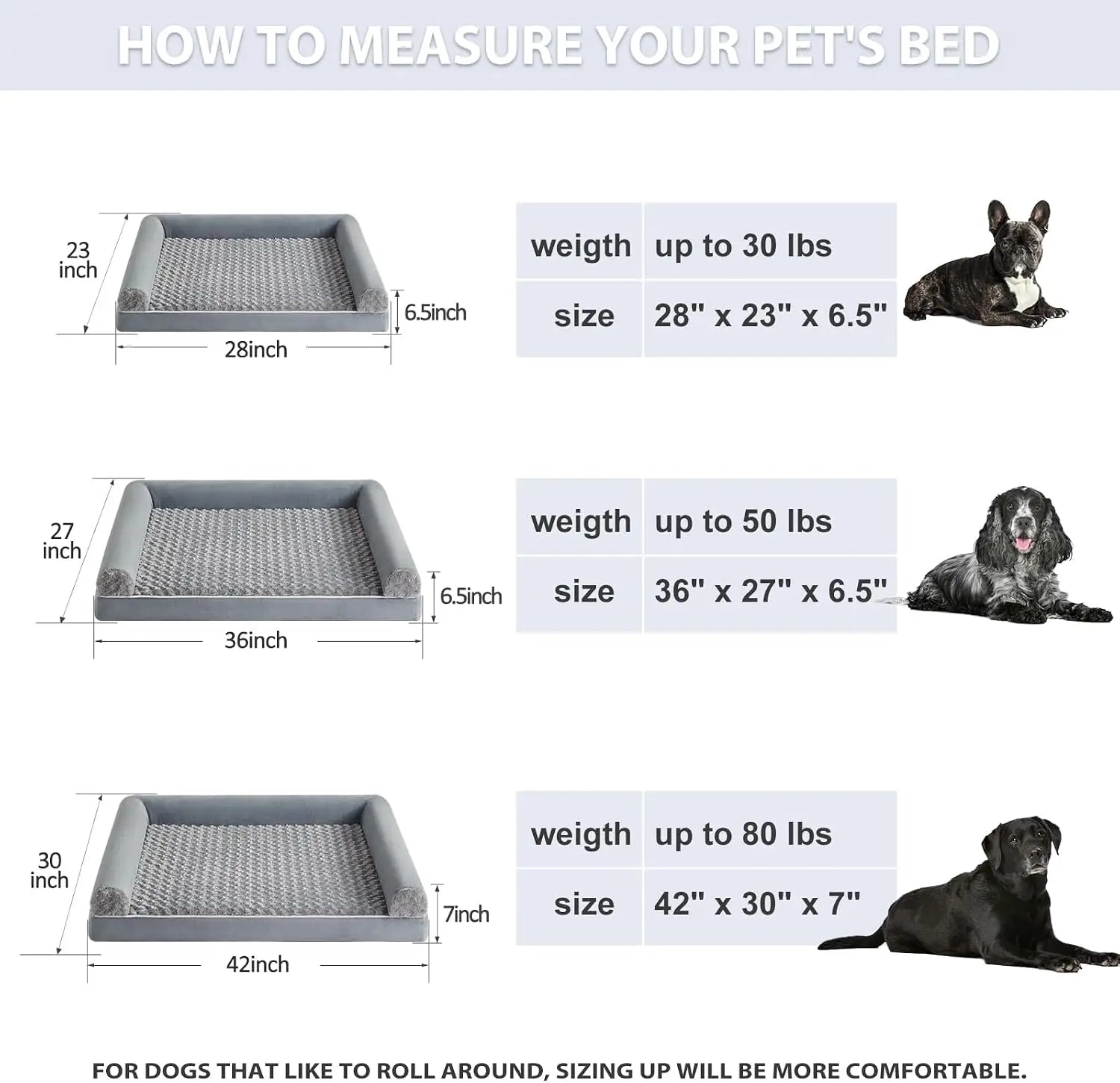 Orthopedic Washable Dog Bed Large, Waterproof Sofa Couch with Removable Cover for Senior Dogs Comfy Sleeping