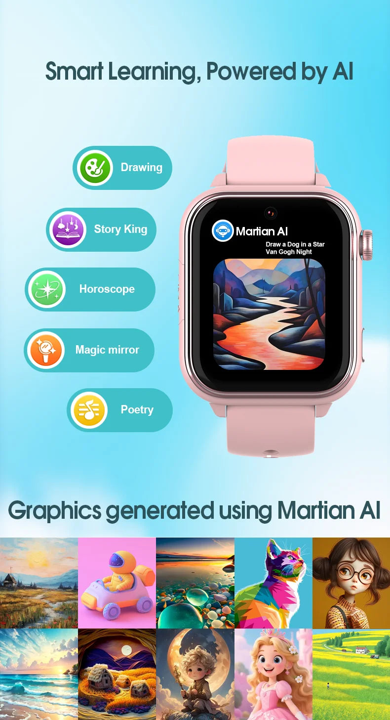 Wonlex KT37 Kids Smart Watch AI Voice Assistant GPS WiFi Location Tracker SOS Alert Video Call WhatsApp Smart Watch for Children