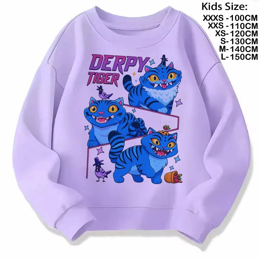 Movie Fans Gift Hoodie Girls Kids Huntrix Kpop Demon Hunters Children's Sweatshirt Cute Tiger Harajuku Hoody for Boys Girls