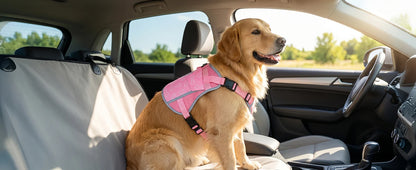 Pink I YAN dog cooling vest harness with four ice packs, providing over 180 minutes of cooling for large dogs.