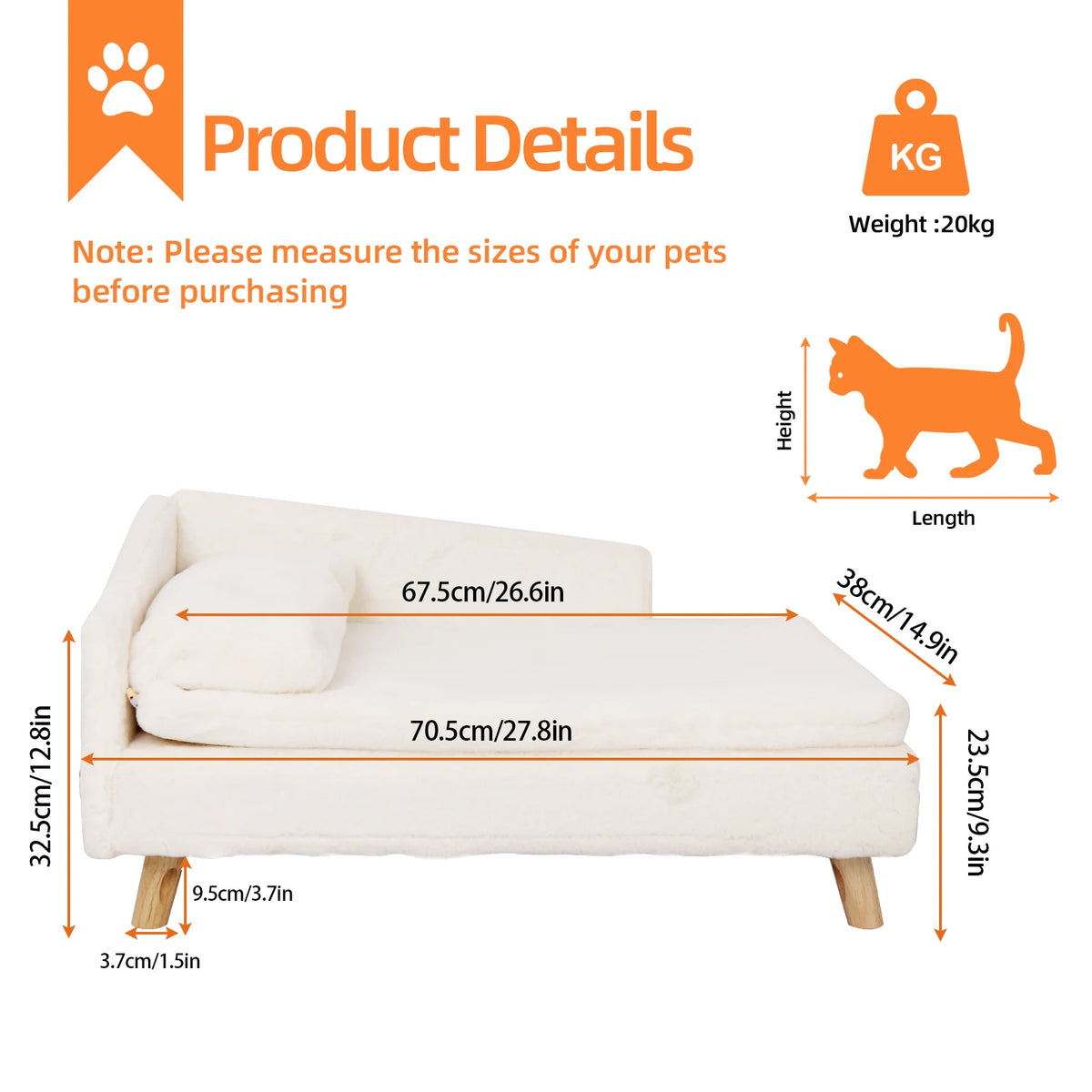 Elevated pet bed by I YAN featuring a cozy pad, waterproof design, and sturdy wood legs for small dogs and kittens.