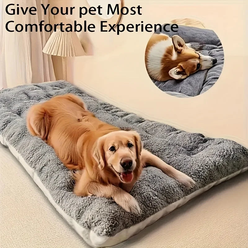 Soft oversized plush dog and cat bed by I YAN, rectangular pet mat for all sizes, cozy and ultra-soft for pets' comfort.