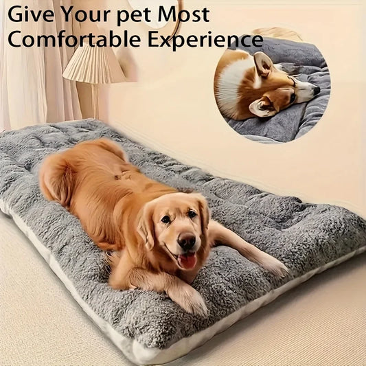 Soft oversized plush dog and cat bed by I YAN, rectangular pet mat for all sizes, cozy and ultra-soft for pets' comfort.