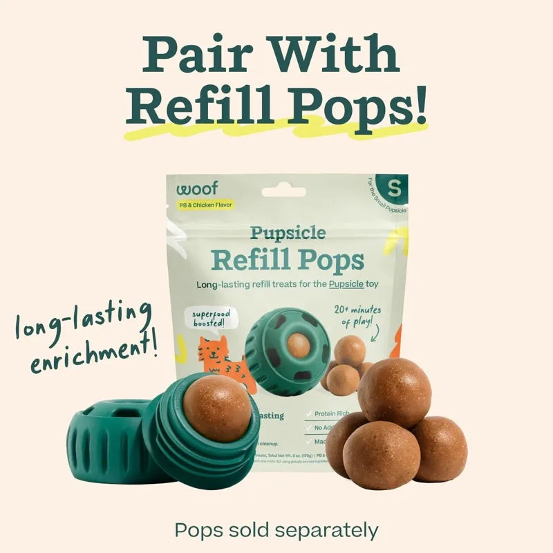2 Pupsicle interactive dog chew toys, suitable for puppies and adults, bite resistant toys, with weighted base and cushioned snack box, low food design puppy snack box, suitable for dog breeds weighing 25-75 pounds