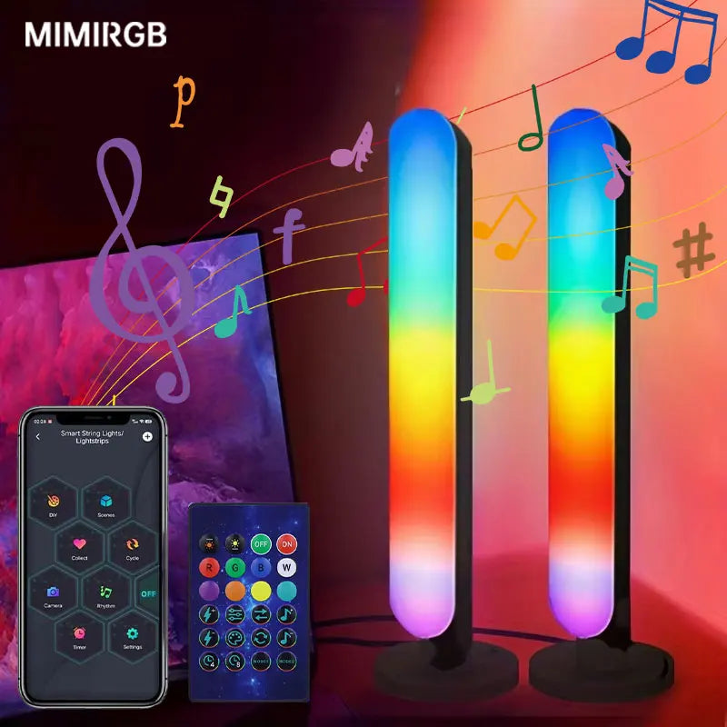 I YAN RGB Rhythm Light bar with customizable colors, remote control, USB power, designed for gaming and desktop ambient lighting.