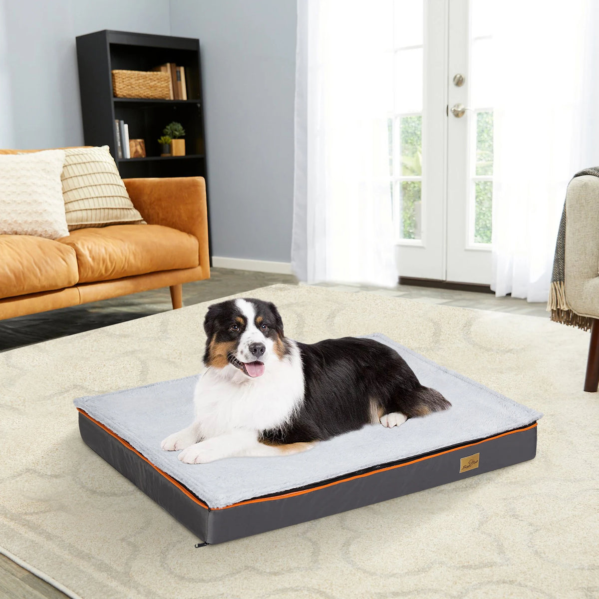 Large orthopedic dog pet bed with foam cushion and washable cover, featuring padded design by I YAN for comfort and durability.