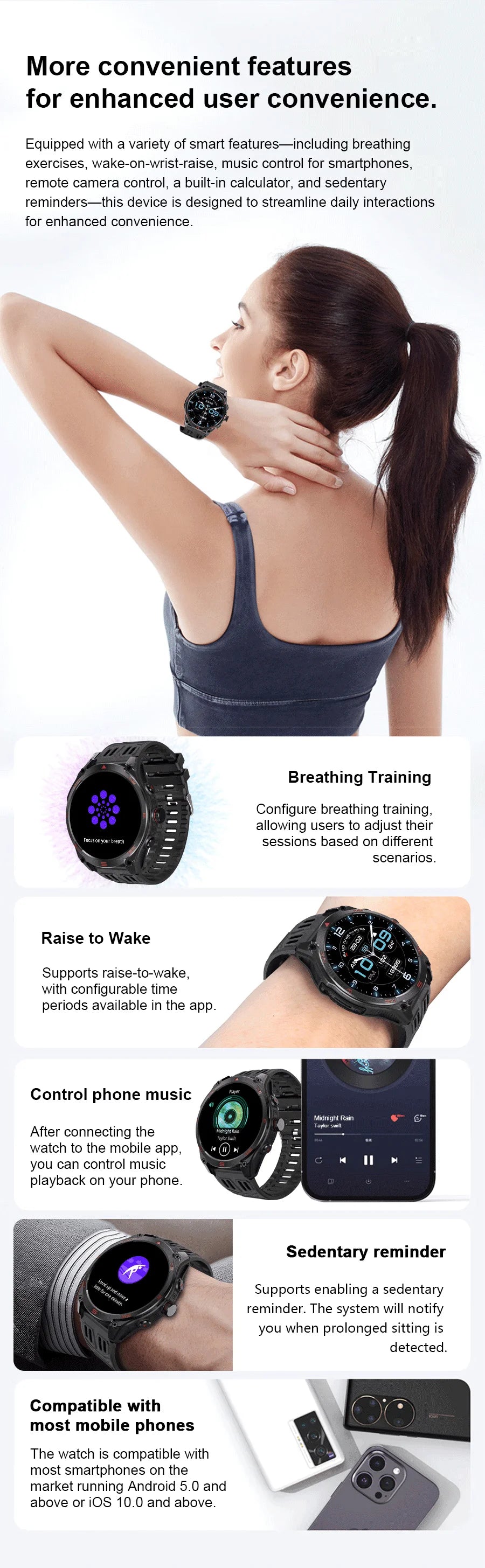 2026 New Military Smart Watch 1000Mah Battery GPS trace Compass 10ATM Waterproof Tactics Sport Flashlight call Smart Watch Men