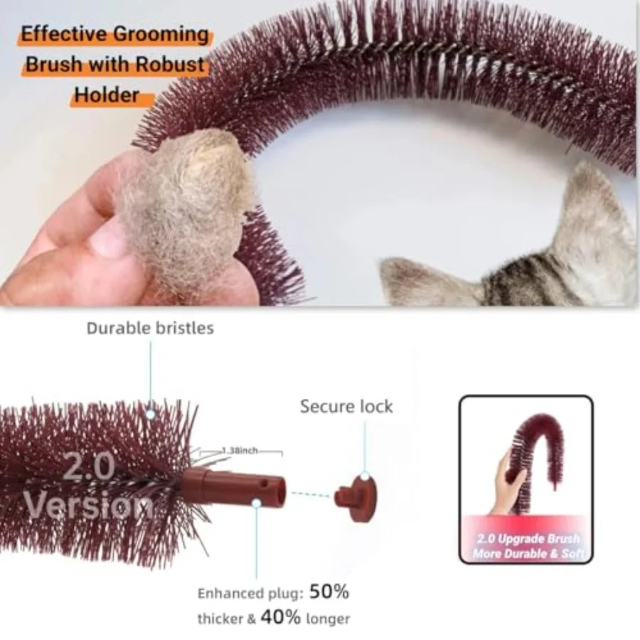 I YAN Original Cat Self Groomer with wooden scratching pad, arch grooming brush, rubbing post, and face scratcher for cats.