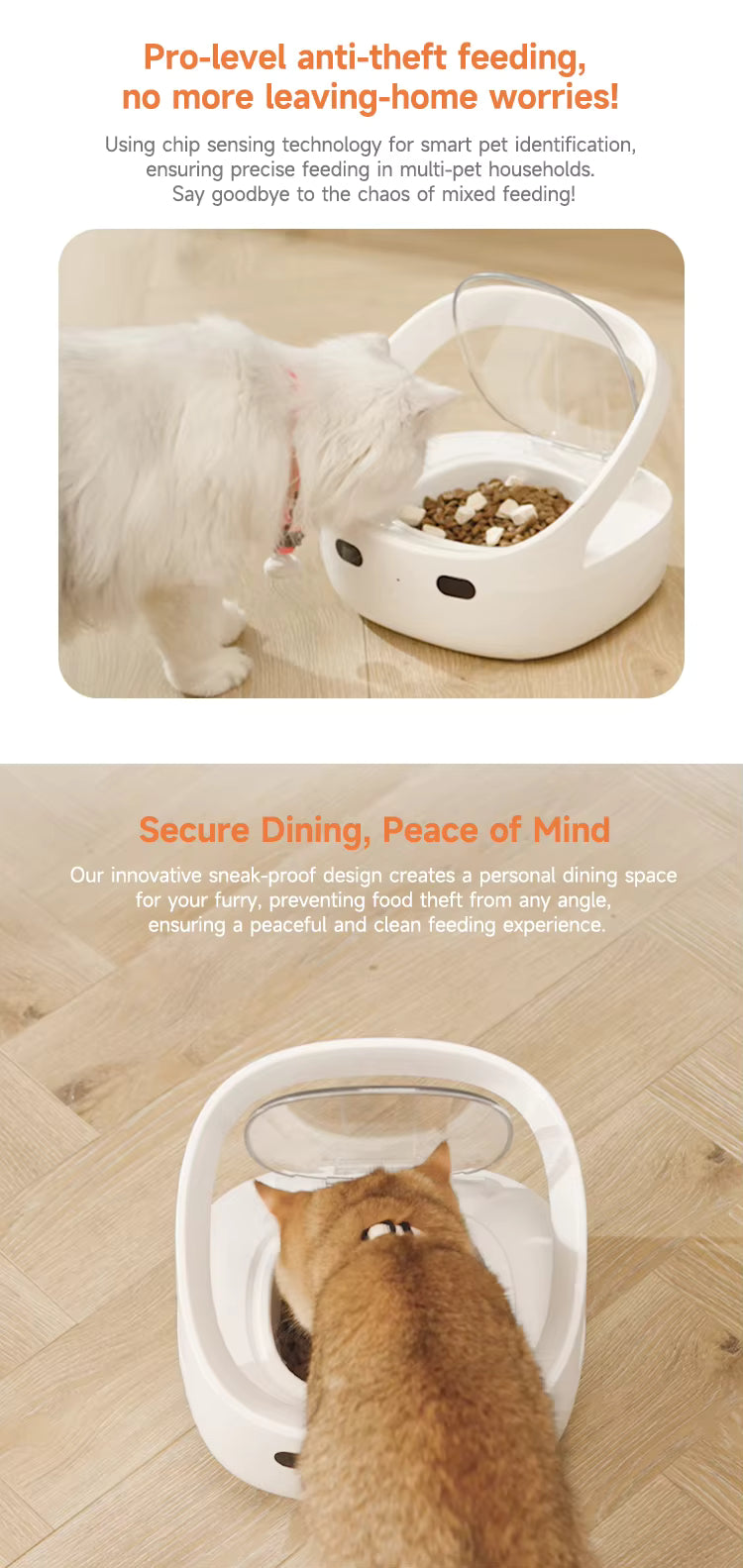 Smart Chip Multi-Pet Feeder – Personalized Timed Feeding, Dry/Wet Food Ready