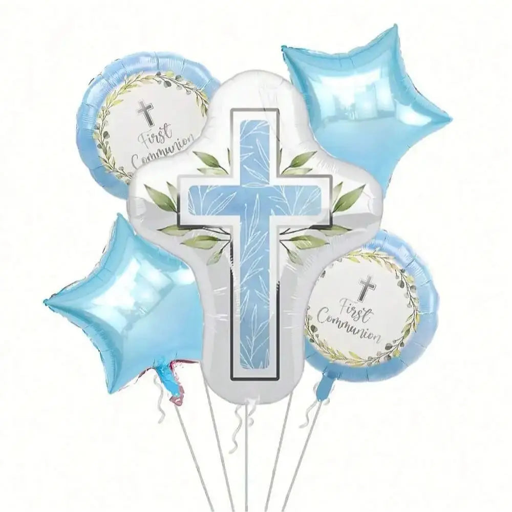 5pcs/7pcs Blue Pink Cross Dove Star First Communion First Communion Baptism Party Christening Confirmation Party Mi Bautizo