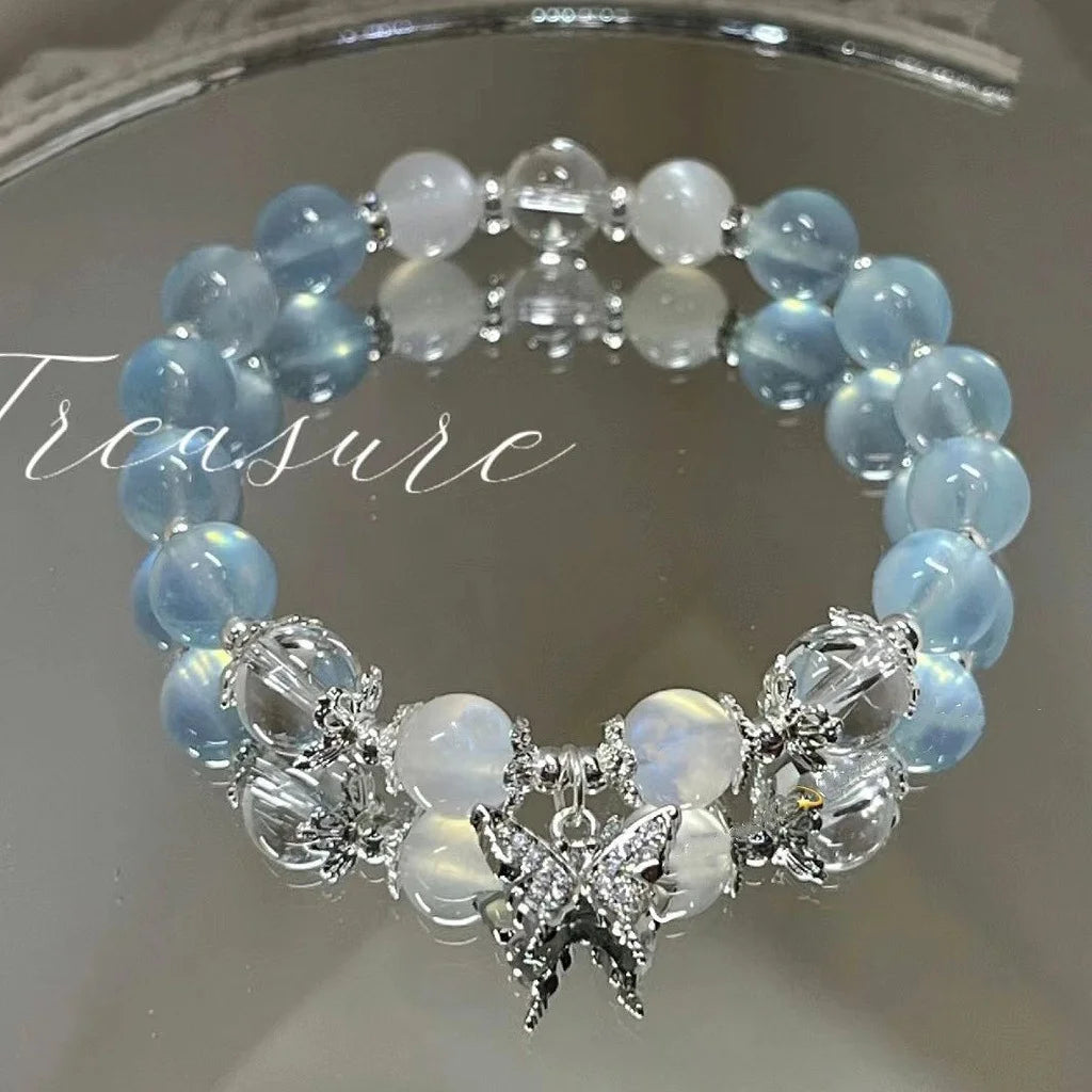 New Simple Beads Crystal Bracelet For Women Girls Korean ins Flower Fox Feather Tassel Bracelets Best Friend Jewelry Gifts