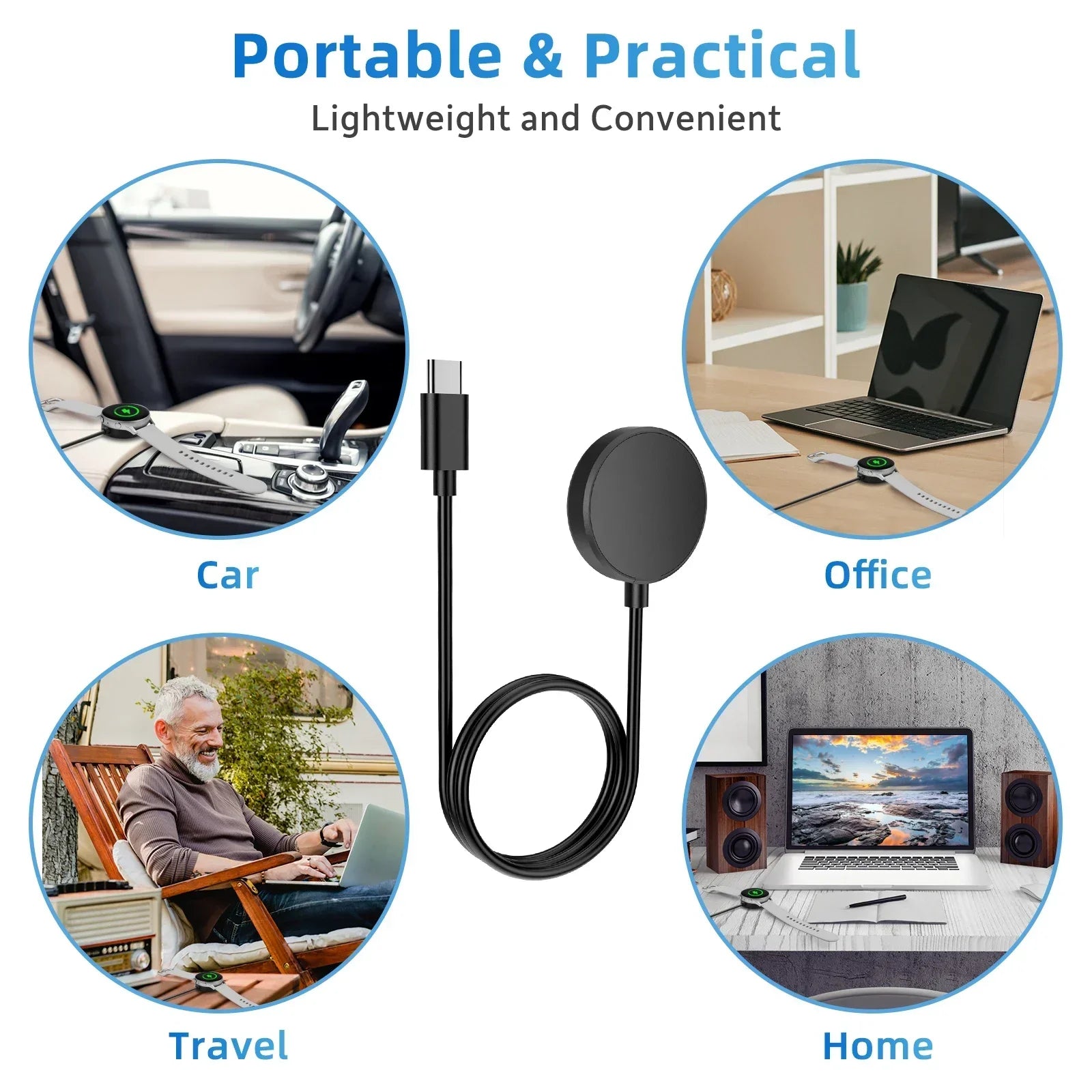 For Samsung Galaxy Watch 7/6/6 Classic/5/5 Pro/4/4 Classic Chargers USB-C Charger Smart Watch Accessories Replacement Charger