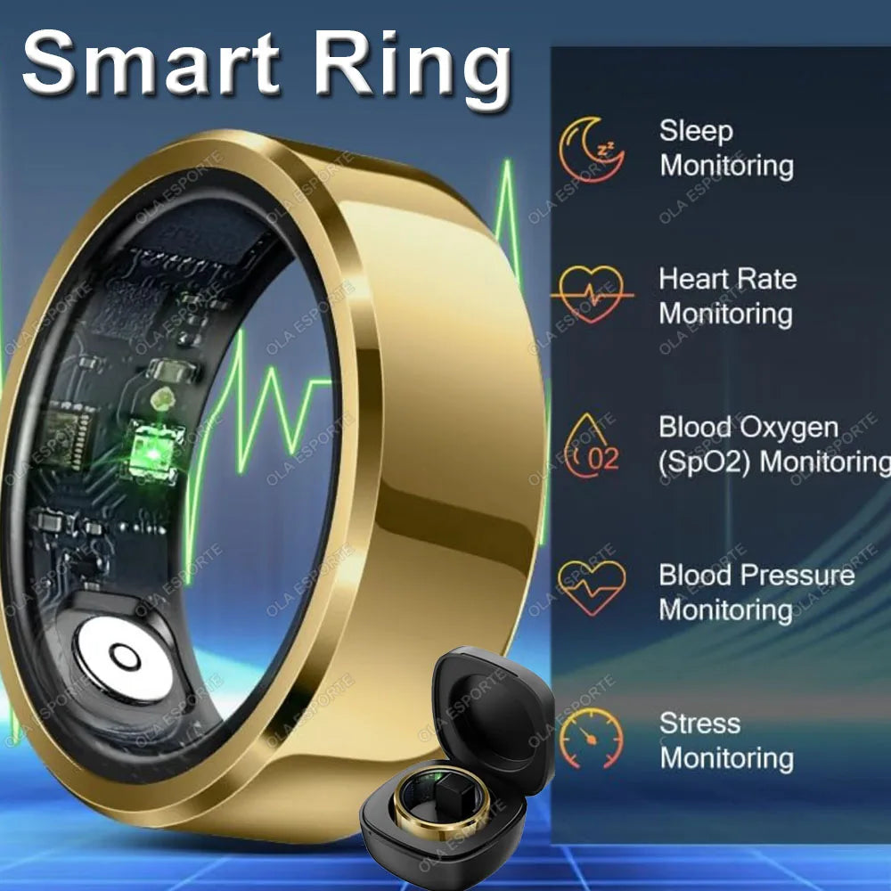 Smart Ring Blood Pressure Heart Rate Sleep Monitoring Smartring IP68 & 5ATM Waterproof Multi-sport Mode Smartring Man Women