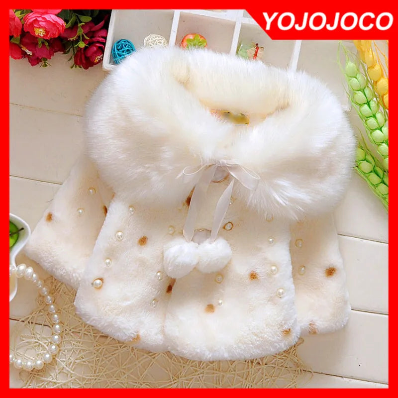 Baby Girl Clothes 0-3y Winter Coat Thick Warm Wool Fur Coat Girl Wool Sweater Coat Pearl Princess Coat Kids Cute Coat Clothes