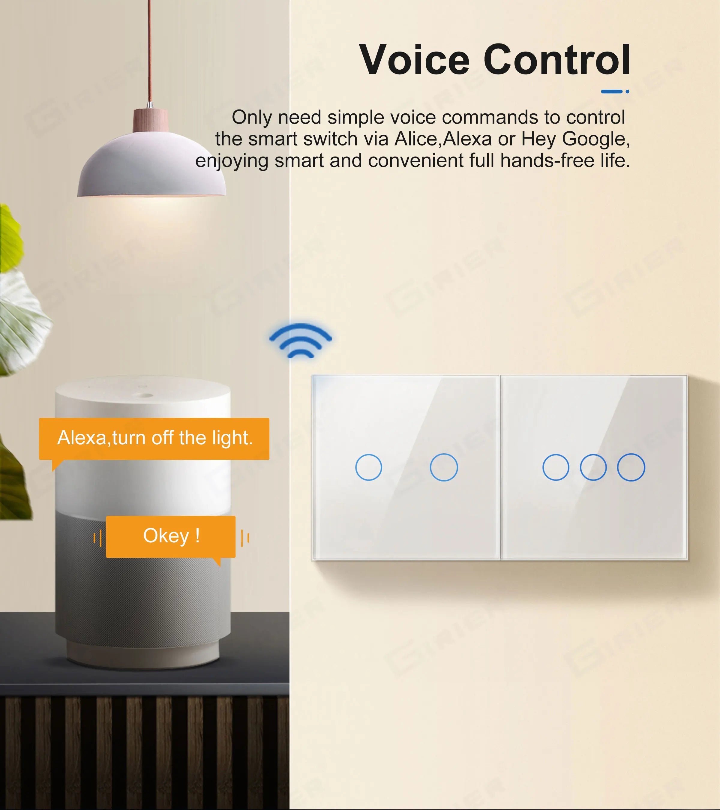 Wifi Wall Touch Switch EU No Neutral Wire Required Smart Light Switch 1 2 3 Gang 220V Tuya Smart Home Support Alexa Google Home
