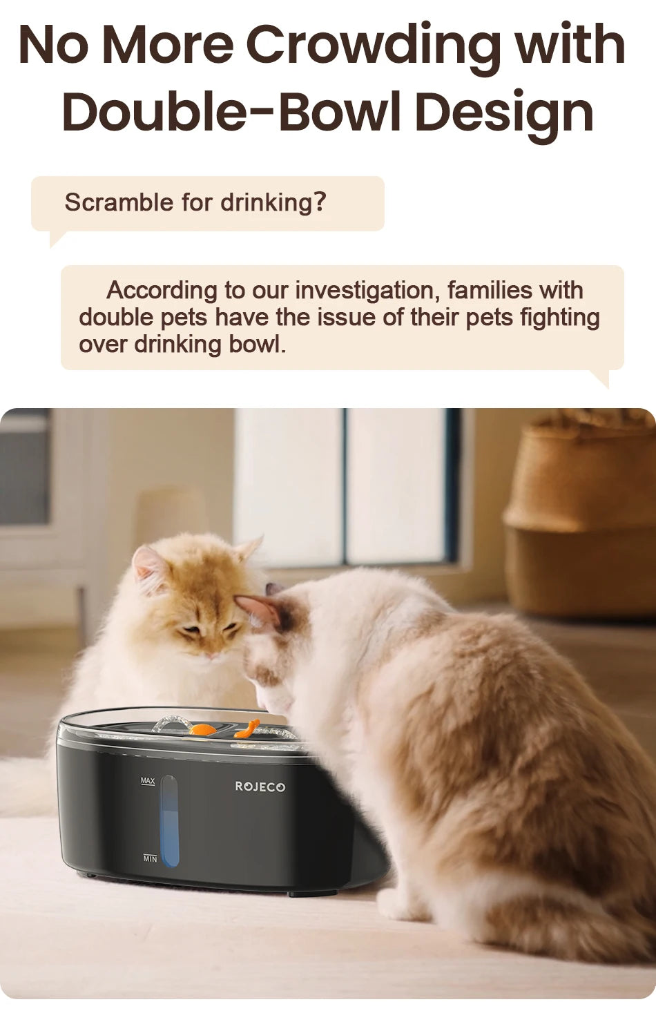 2.5L Dual Bowl Cat Water Fountain Ultra Quiet
