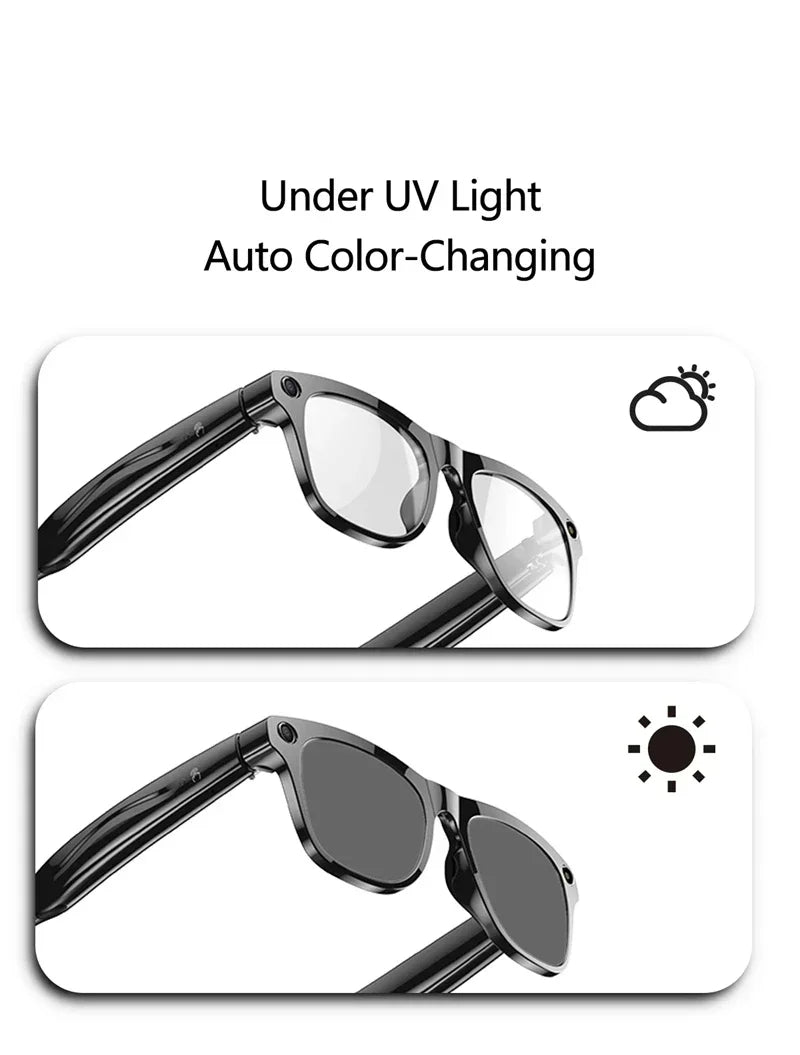 Lenovo 8K 4K AI HD Shooting Smart Glasses Multifunctional Camera Bluetooth Call Music VoicePlayer Translate Photochromic Glasses