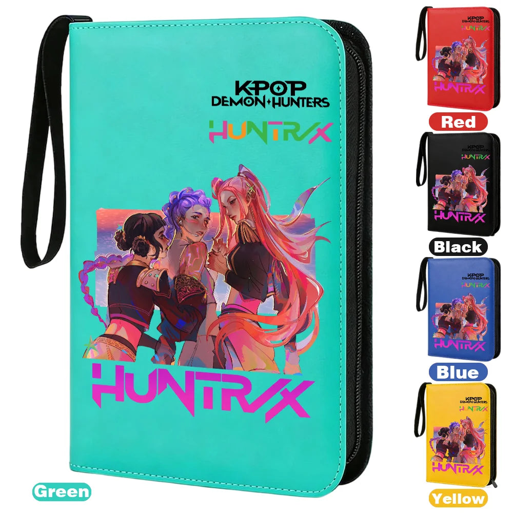 I YAN Demon Hunters card album binder with 400 pockets, made of PU material, featuring a zipper for secure storage of trading cards.