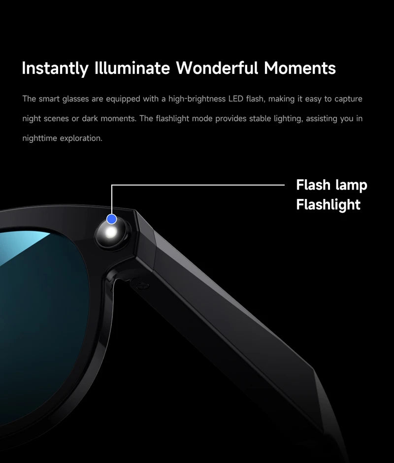 2026 New 500W Pixel Smart Glasses AI Cam Recognition Photography Video Record Bluetooth Call Music Playback Voice Wake Up New