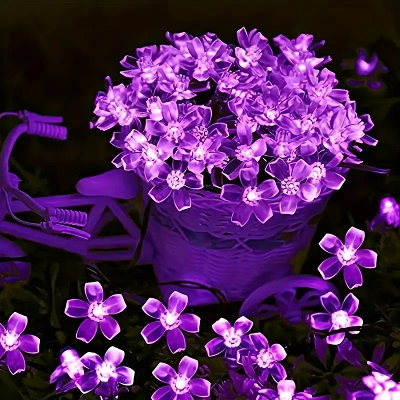Solar PURPLE/BLUE/WARM/COLOR Cherry Blossom Garden Blossom Lights Garlands String Lights Solar Outdoor Waterproof Christma Deco
