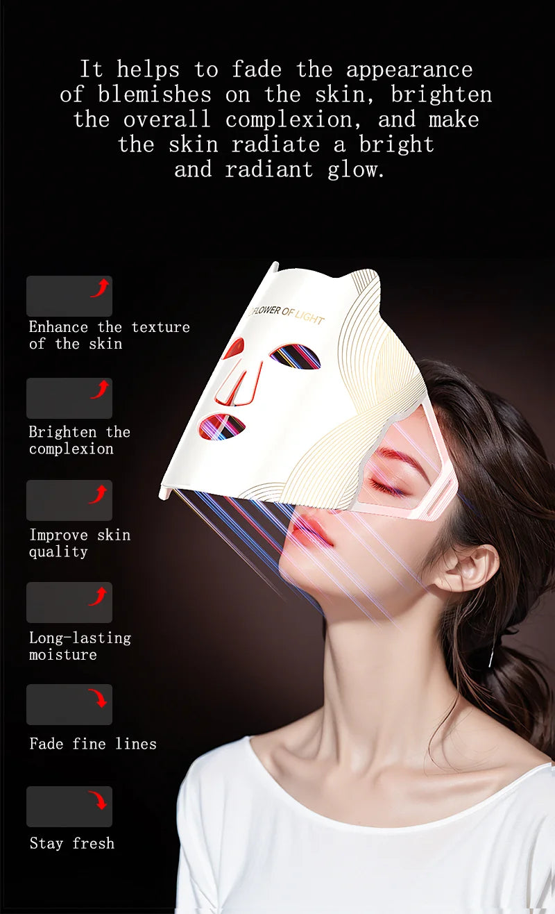 LED Beauty Mask Red Blue Light Home Skin Rejuvenation Device Brightens Skin Tone Improves dull Oily and Acne-prone Skin Care