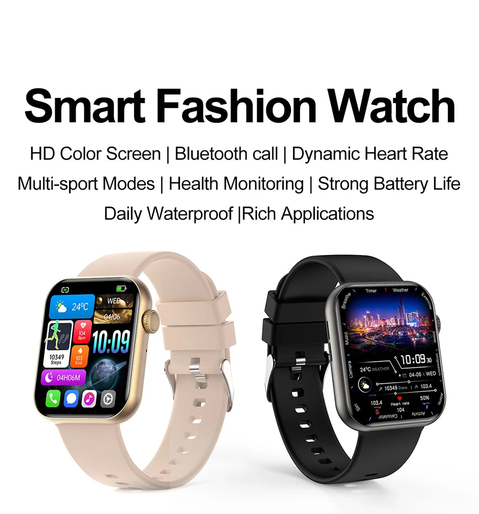 New Smart Watch Full Touch Screen Bluetooth Call AI Voice Heart Rate Waterproof Watches Sports Bracelet Smartwatch Women