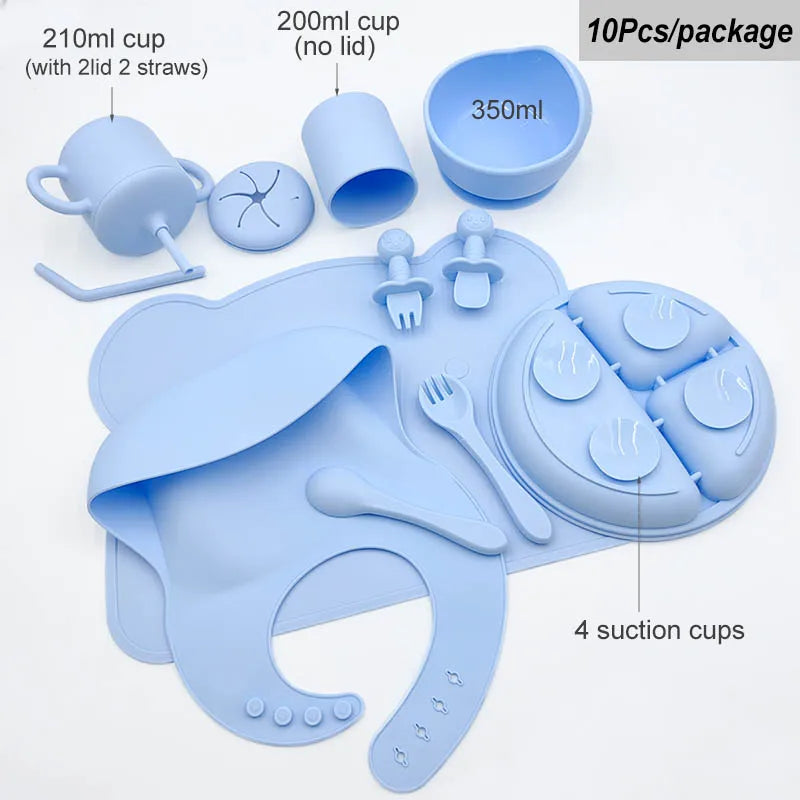 Silicone Baby Feeding Set 10 Pcs – BPA Free Kids Tableware - I YAN