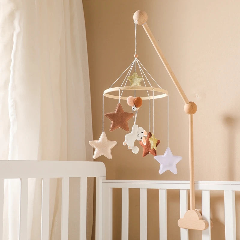 Hot Air Balloon Wooden Baby Crib Mobile – Musical Bed Bell & Rattles for Newborns 0–12M - I YAN