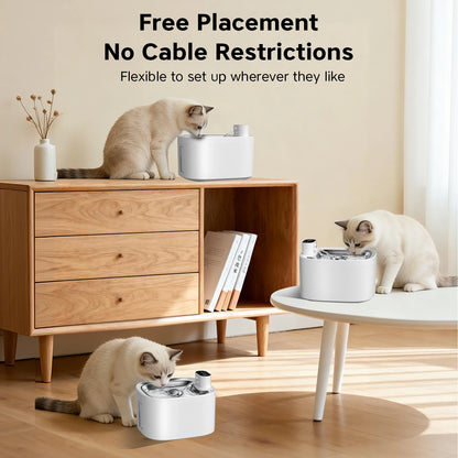 Wireless Cat Water Fountain 3.5L Pet Water Dispenser 4000mAh Long Lasting Battery Life Stainless Steel Pallet and Motion Sensing
